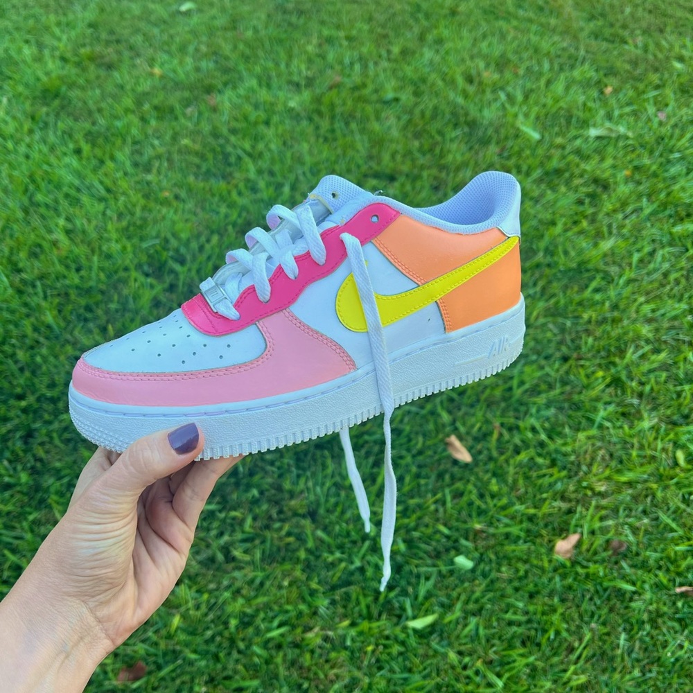 NIKE | Custom Air Force Ones | Womens size 8.5 | Matte finish | White | Pink